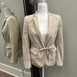 Banana Republic Tan Beige Cream Suit Jacket Coat Blazer Cotton Lined Small 6
